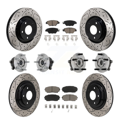 Hub Bearing Coat Brake Rotor Pads Front Rear Kit (10Pc) For 16-23 Mazda CX-9 AWD