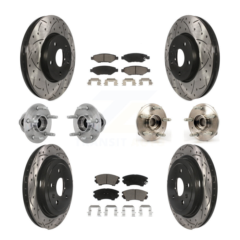 Hub Bearing Coated Brake Rotor & Pads Front Rear Kit (10Pc) For Chevrolet Camaro