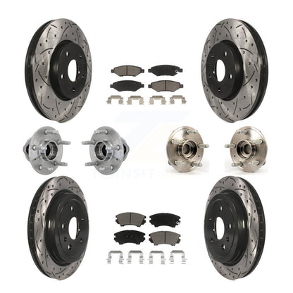 Hub Bearing Coated Brake Rotor & Pads Front Rear Kit (10Pc) For Chevrolet Camaro