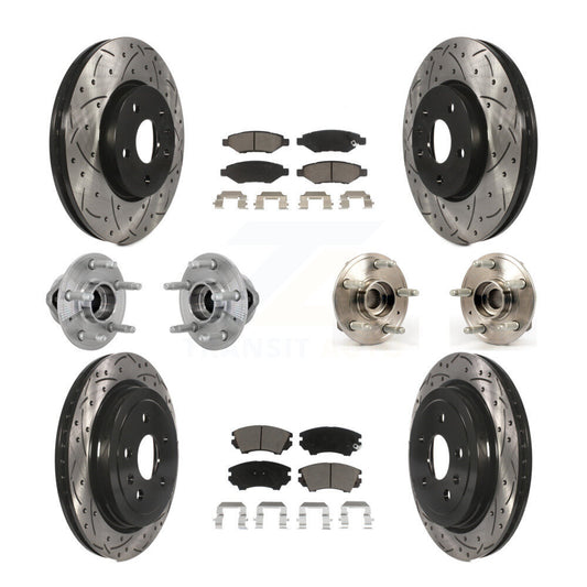 Hub Bearing Coated Brake Rotor & Pads Front Rear Kit (10Pc) For Chevrolet Camaro