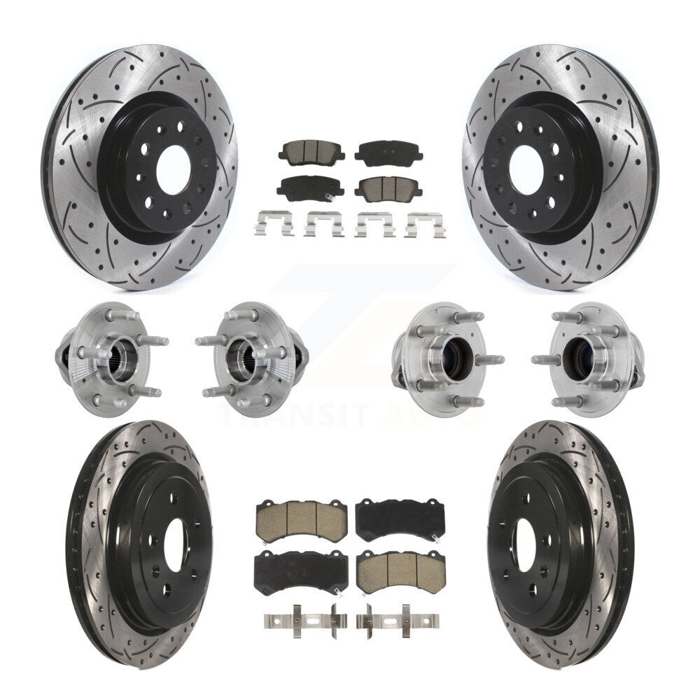 Hub Bearing Coated Disc Brake Rotor & Pad Front Rear Kit (10Pc) For Cadillac CTS
