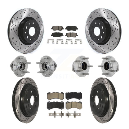 Hub Bearing Coated Disc Brake Rotor & Pad Front Rear Kit (10Pc) For Cadillac CTS