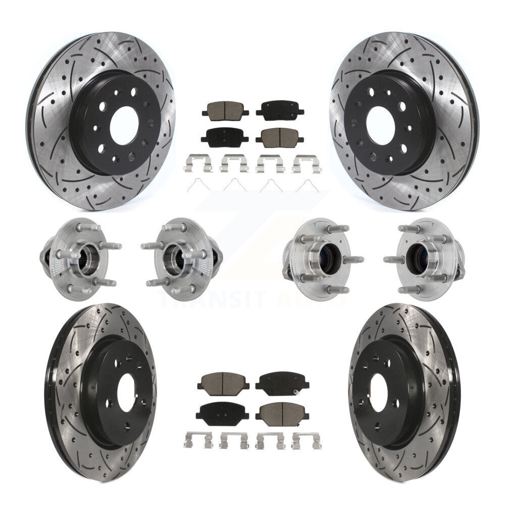 Hub Bearing Coated Brake Rotor & Pads Front Rear Kit (10Pc) For Chevrolet Camaro