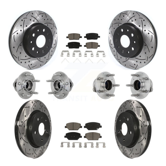 Hub Bearing Coated Brake Rotor & Pads Front Rear Kit (10Pc) For Chevrolet Camaro