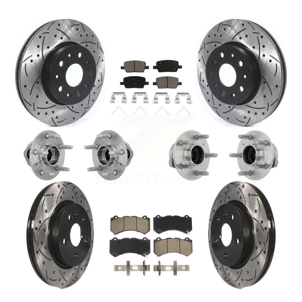 Hub Bearing Coated Brake Rotor & Pads Front Rear Kit (10Pc) For Chevrolet Camaro