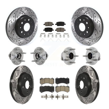 Hub Bearing Coated Brake Rotor & Pads Front Rear Kit (10Pc) For Chevrolet Camaro
