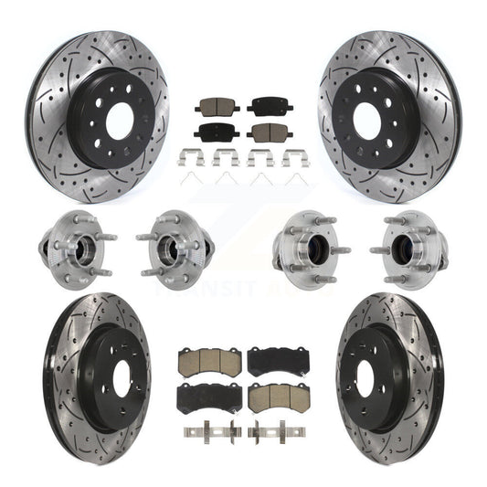 Hub Bearing Coated Brake Rotor & Pads Front Rear Kit (10Pc) For Chevrolet Camaro