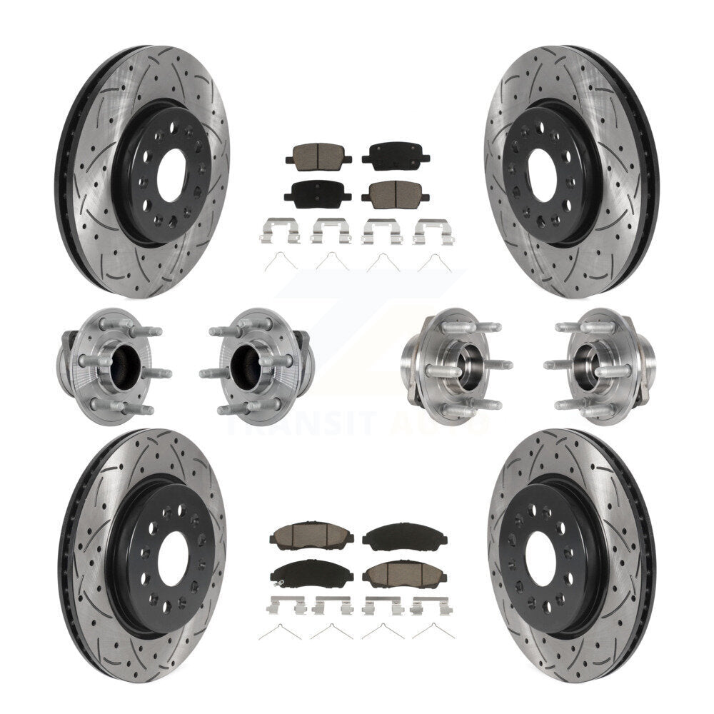 Hub Bearing Coated Brake Rotor Pads Front Rear Kit (10Pc) For Chevrolet Traverse