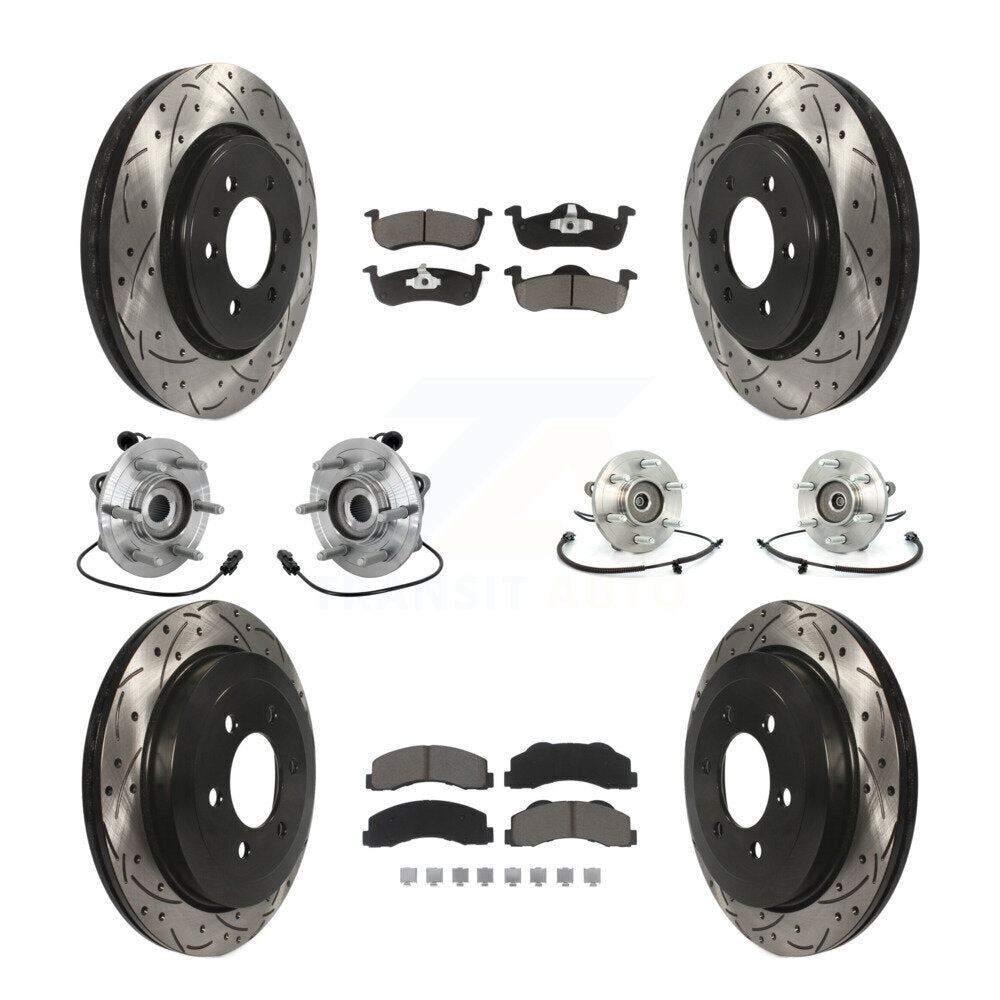 Hub Bearing Coated Brake Rotor Pad Front Rear Kit (10Pc) For Ford Expedition 4WD