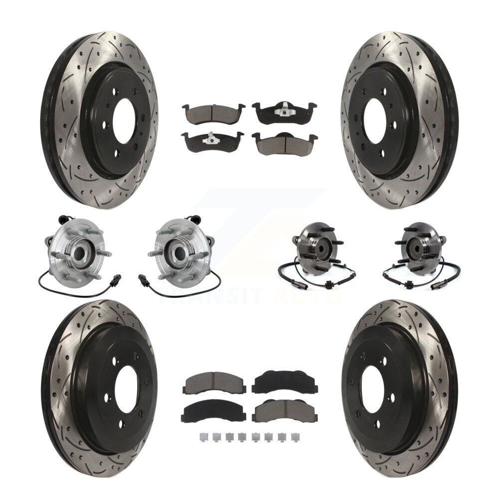 Hub Bearing Coated Brake Rotor Pad Front Rear Kit (10Pc) For Ford Expedition RWD