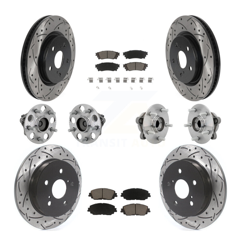 Hub Bearing Coated Disc Brake Rotor & Pads Front Rear Kit (10Pc) For Toyota C-HR