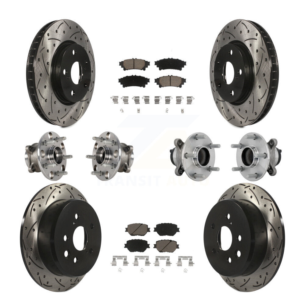 Hub Bearing Coated Disc Brake Rotor & Pads Front Rear Kit (10Pc) For Lexus IS250