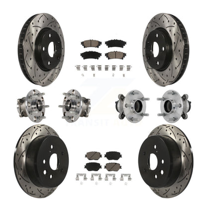 Hub Bearing Coated Disc Brake Rotor & Pads Front Rear Kit (10Pc) For Lexus IS250