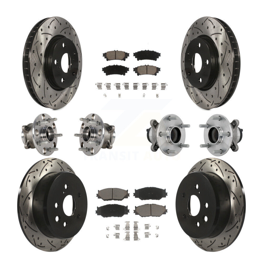 Hub Bearing Coated Disc Brake Rotor & Pads Front Rear Kit (10Pc) For Lexus IS250