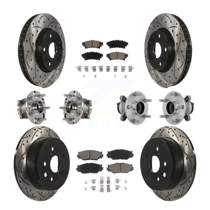 Hub Bearing Coated Disc Brake Rotor & Pads Front Rear Kit (10Pc) For Lexus IS250