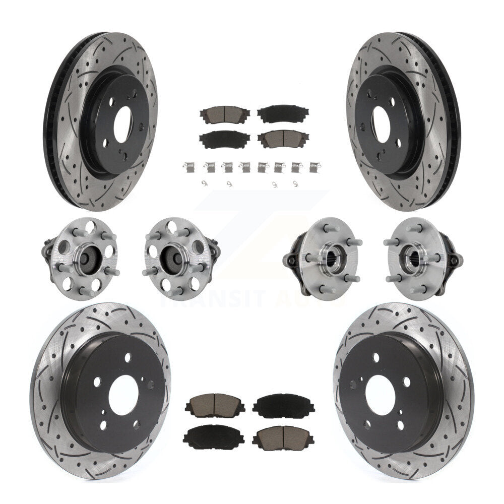 Hub Bearing Coated Disc Brake Rotor & Pads Front Rear Kit (10Pc) For Toyota RAV4