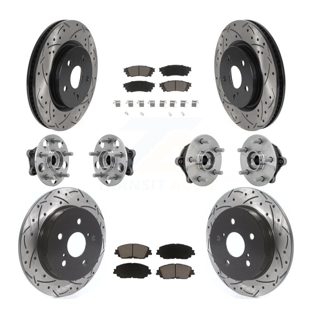 Hub Bearing Coated Brake Rotor & Pad Front Rear Kit (10Pc) For Toyota RAV4 Venza