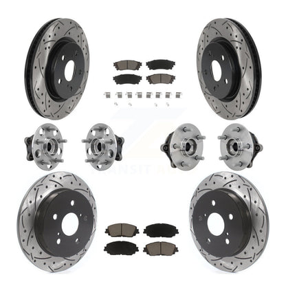 Hub Bearing Coated Brake Rotor & Pad Front Rear Kit (10Pc) For Toyota RAV4 Venza