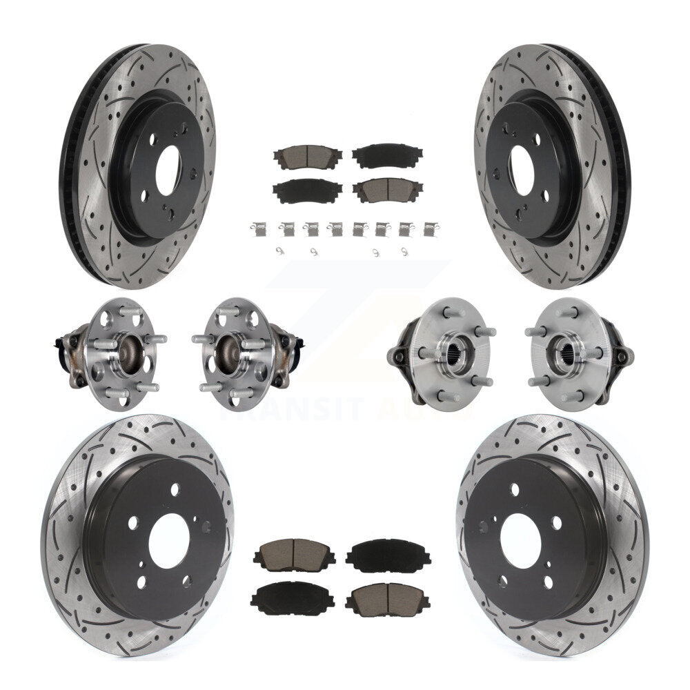 Hub Bearing Coated Disc Brake Rotor & Pads Front Rear Kit (10Pc) For Toyota RAV4