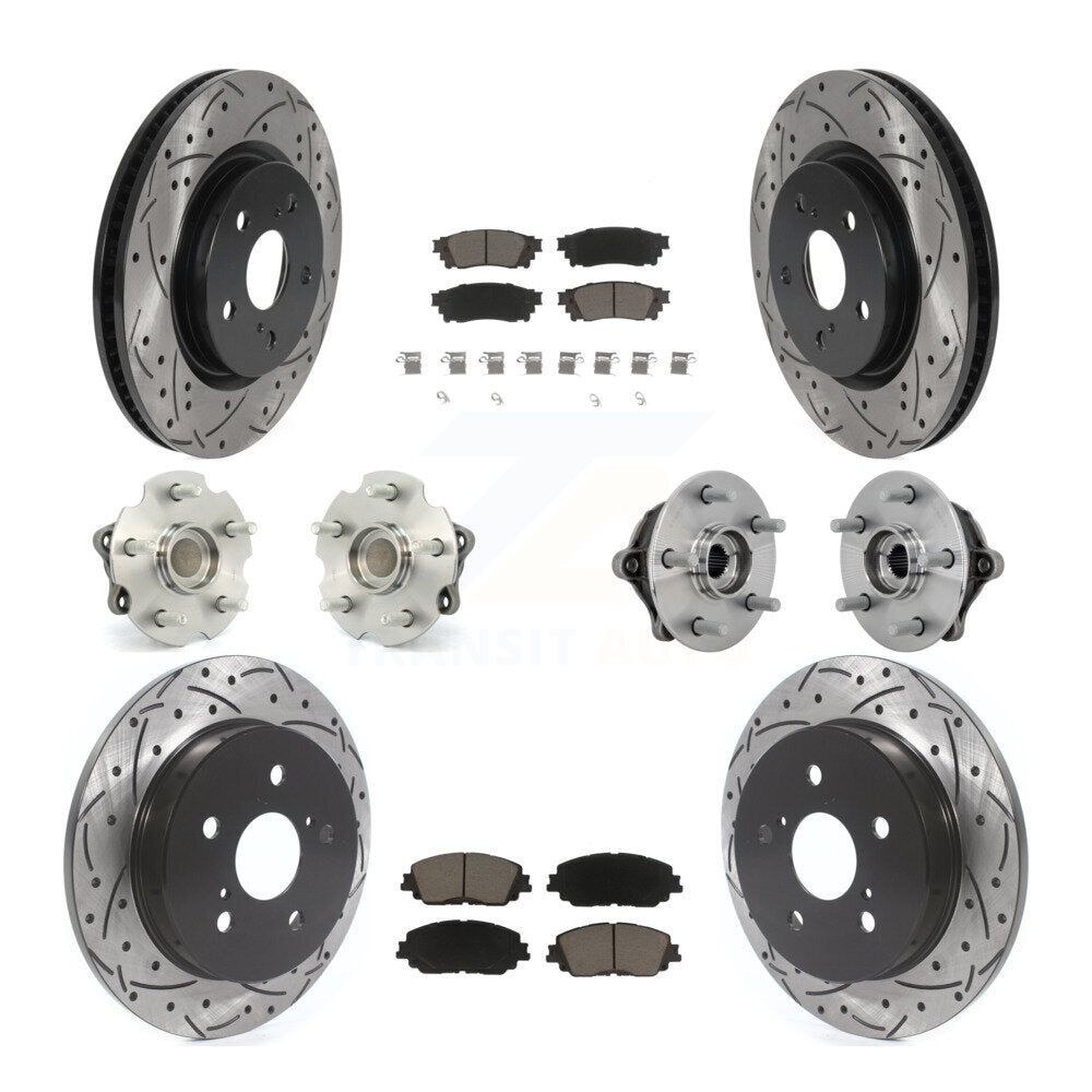Hub Bearing Coated Disc Brake Rotor & Pads Front Rear Kit (10Pc) For Toyota RAV4
