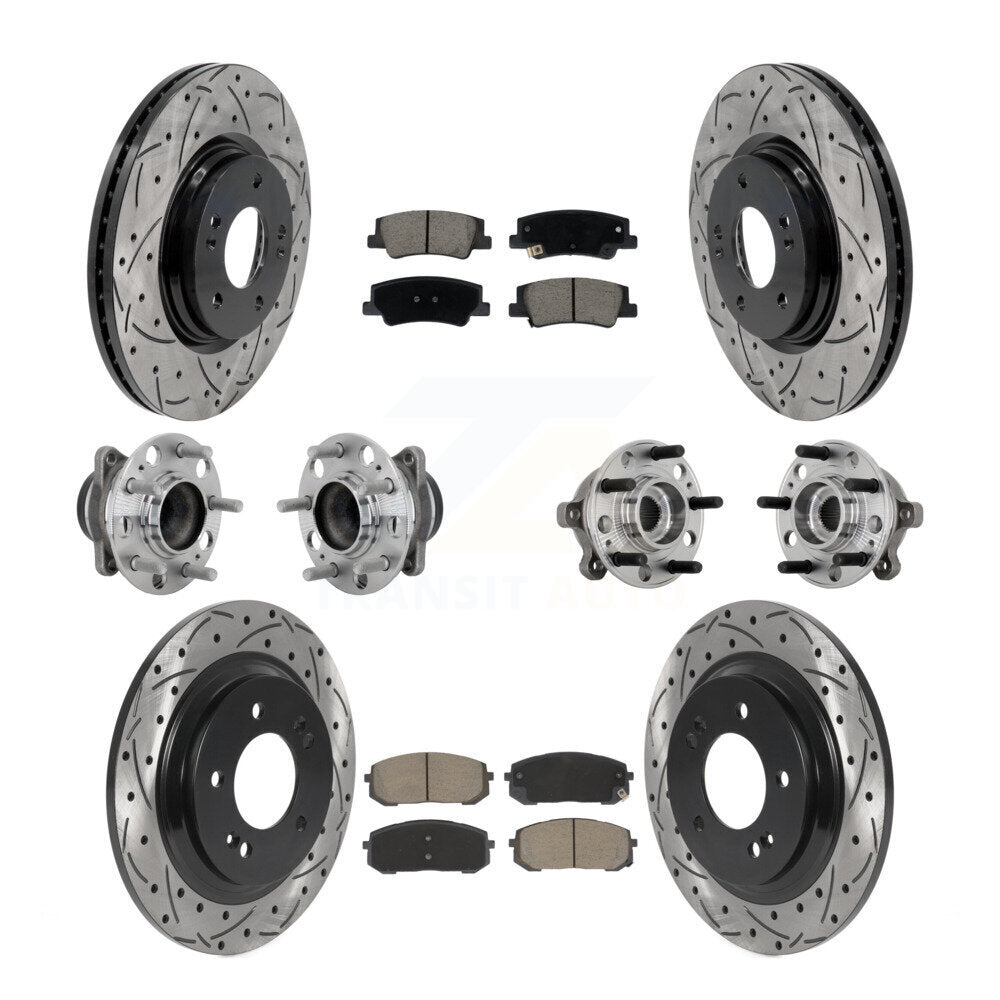 Hub Bearing Coat Brake Rotor Pad Front Rear Kit (10Pc) For Hyundai Sonata Kia K5