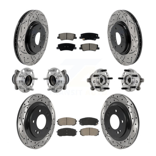 Hub Bearing Coat Brake Rotor Pad Front Rear Kit (10Pc) For Hyundai Sonata Kia K5