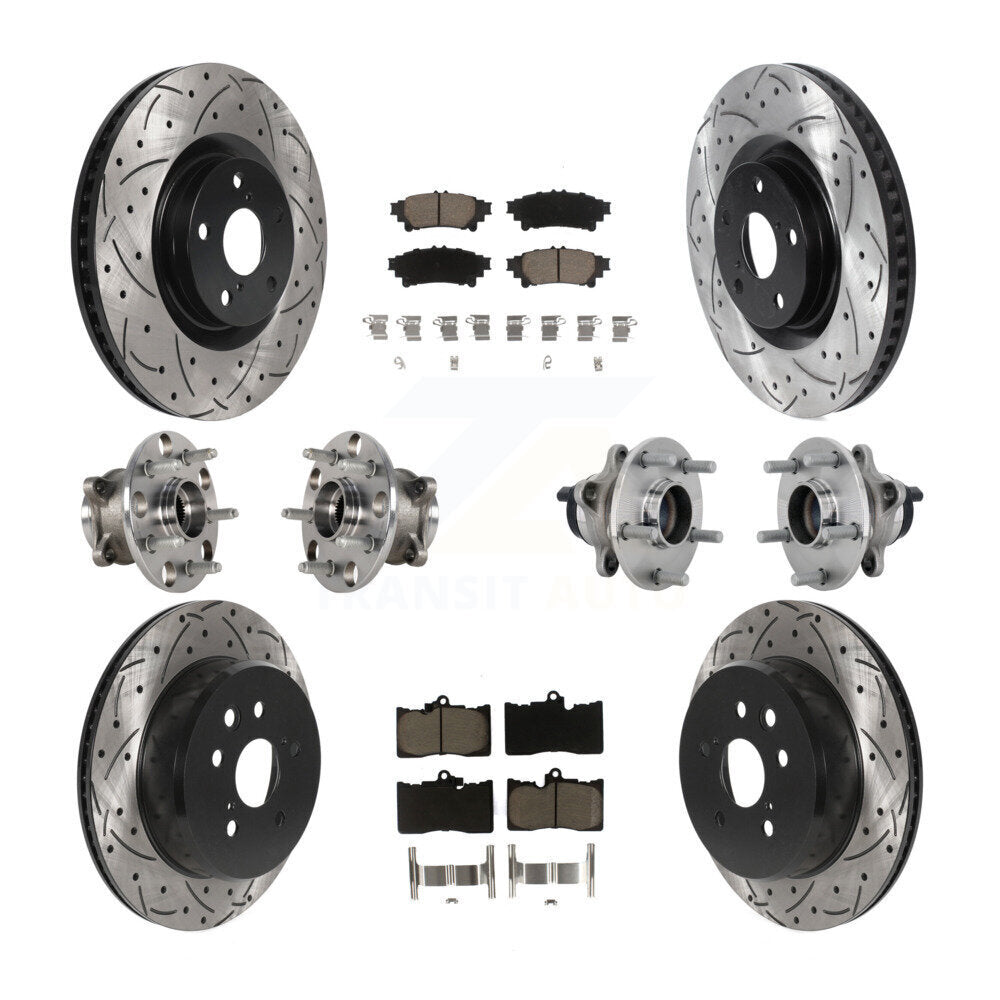 Hub Bearing Coated Brake Rotor & Pad Front Rear Kit (10Pc) For Lexus GS350 RC300