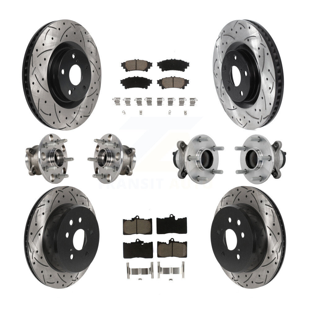 Hub Bearing Coated Brake Rotor & Pad Front Rear Kit (10Pc) For Lexus IS300 IS350