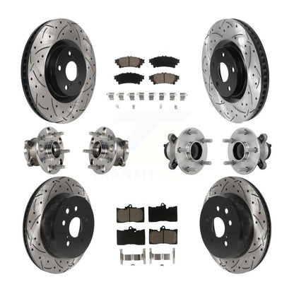 Hub Bearing Coated Brake Rotor & Pad Front Rear Kit (10Pc) For Lexus IS300 IS350