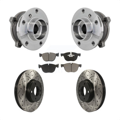 Hub Bearing Drill Slot Brake Rotor Pad Front Kit For BMW X5 X6 M12 x 1.25 Thread