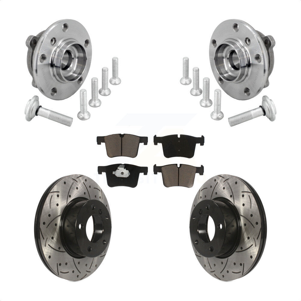 Hub Bearing Drilled Slot Brake Rotor Pad Front Kit For BMW 330i xDrive 230i 430i