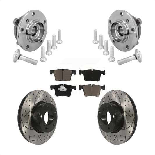 Hub Bearing Drilled Slot Brake Rotor Pad Front Kit For BMW 330i xDrive 230i 430i