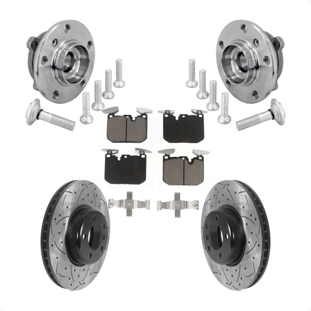 Hub Bearing Drilled Slot Brake Rotor Pad Front Kit For BMW 330i xDrive 440i Gran