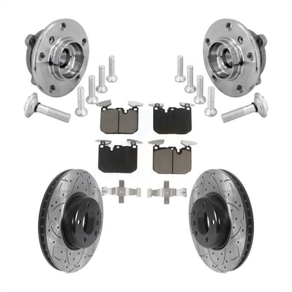 Hub Bearing Drilled Slot Brake Rotor Pad Front Kit For BMW 330i xDrive 440i Gran