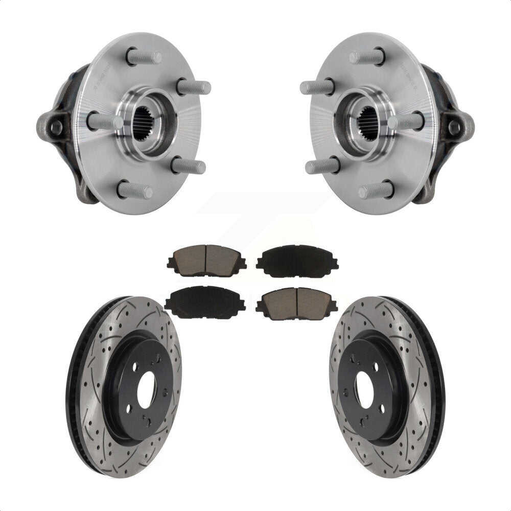 Hub Bearing Assembly Drill Slot Brake Rotor Pads Front Kit For Toyota RAV4 Venza