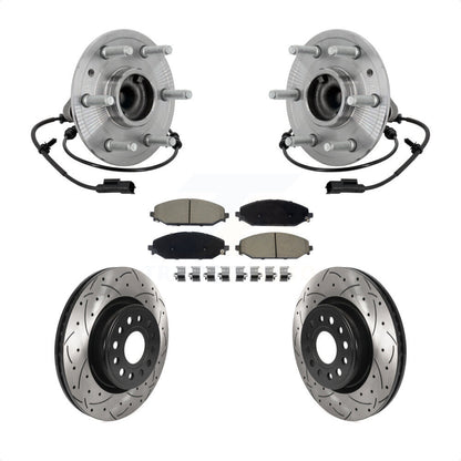 Hub Bearing Assembly Coated Drilled Slot Brake Rotor Pads Front Kit For Ram 1500
