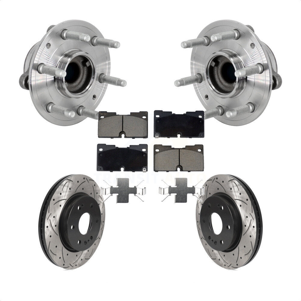 Hub Bearing Drill Slot Brake Rotor Pads Front Kit For Chevrolet GMC Silverado XL