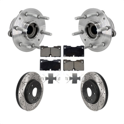 Hub Bearing Drill Slot Brake Rotor Pads Front Kit For Chevrolet GMC Silverado XL
