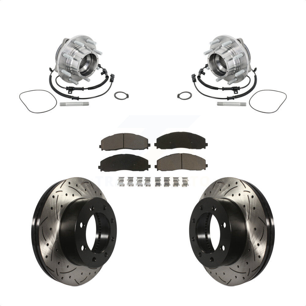Hub Bearing Coat Drill Slot Brake Rotor Pads Front Kit For Ford F-450 Super Duty