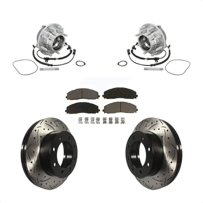 Hub Bearing Coat Drill Slot Brake Rotor Pads Front Kit For Ford F-450 Super Duty