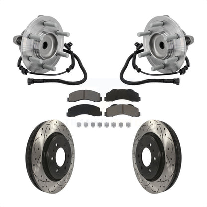 Hub Bearing Drilled Slot Brake Rotor Pads Front Kit For 2015-2017 Ford F-150 RWD