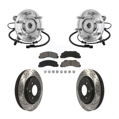 Hub Bearing Drill Slot Brake Rotor Pads Front Kit For Ford F-150 Raptor with 4WD