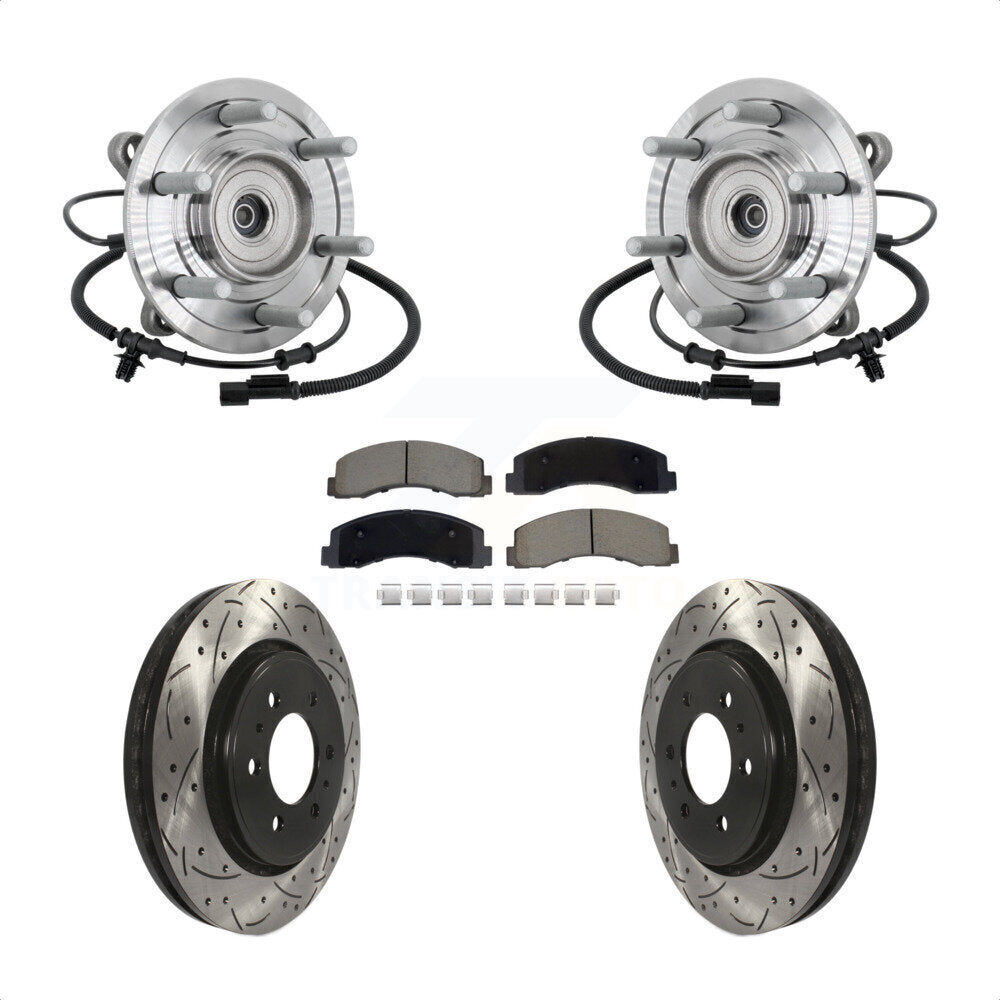 Hub Bearing Drill Slot Brake Rotor Pad Front Kit For 2018-2020 Ford F-150 Raptor