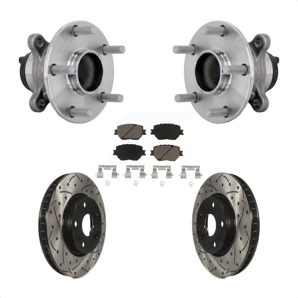 Hub Bearing Drilled Slot Brake Rotor Pad Front Kit For Lexus IS250 Base with RWD