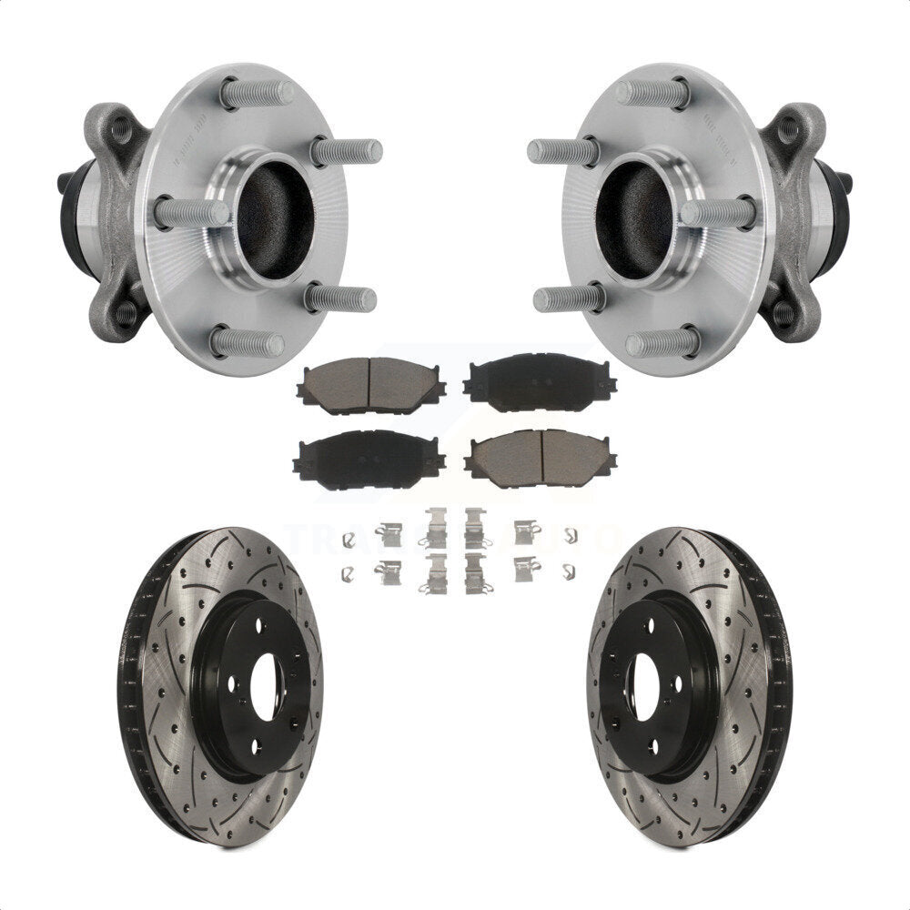 Hub Bearing Drilled Slot Brake Rotor Pad Front Kit For Lexus IS250 Base with RWD
