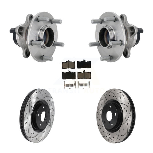 Hub Bearing Drilled Slot Brake Rotor & Pad Front Kit For Lexus GS350 RC300 RC350