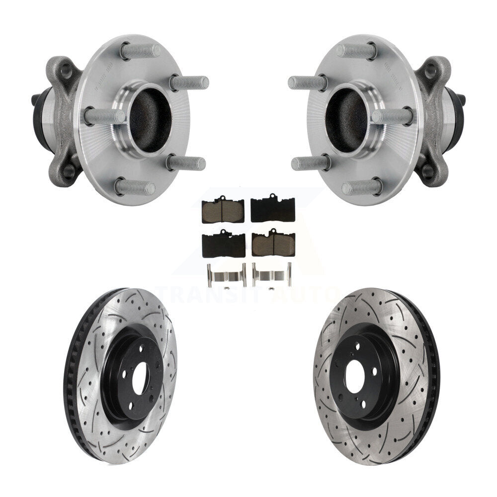 Hub Bearing Drilled Slot Brake Rotor Pads Front Kit For Lexus IS300 IS350 IS200t