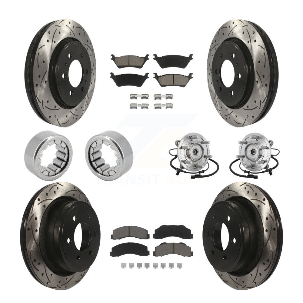 Hub Bearing Coated Brake Rotor And Pad Shoe Front Rear Kit (10Pc) For Ford F-150