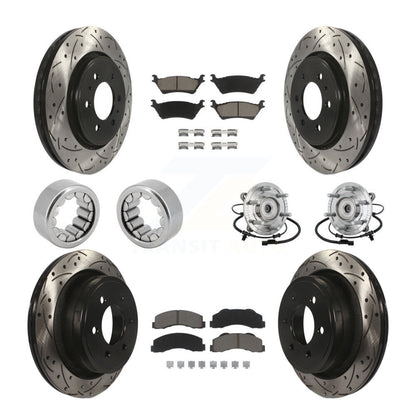 Hub Bearing Coated Brake Rotor And Pad Shoe Front Rear Kit (10Pc) For Ford F-150