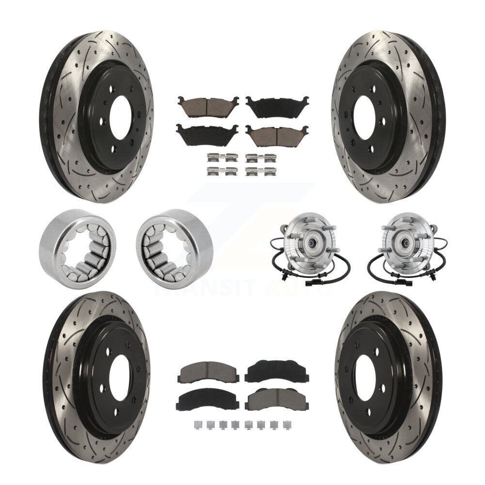 Hub Bearing Coated Brake Rotor And Pad Shoe Front Rear Kit (10Pc) For Ford F-150